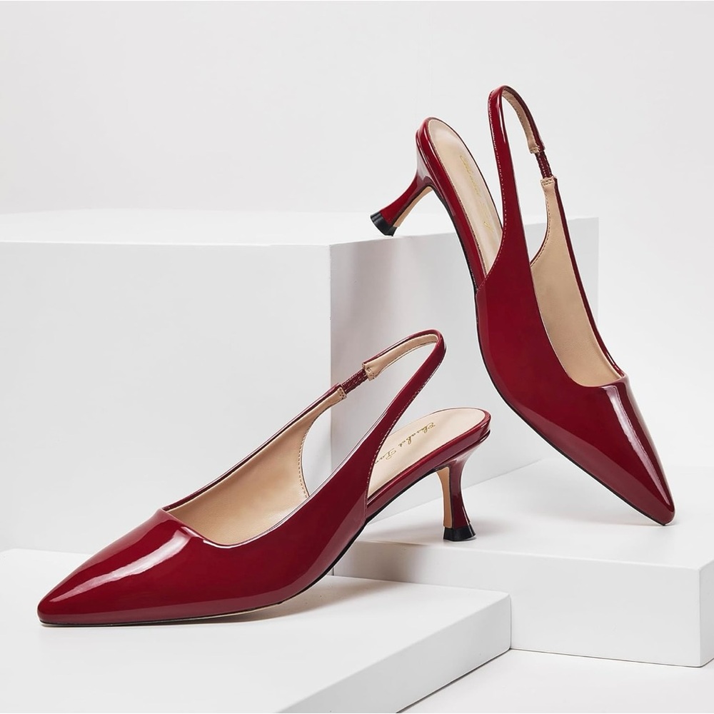 Elisabet Tang Red Patent Slingback Heels